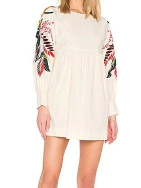 Free People Mini Obsessions Embroidered Dress Ivory Size Small
